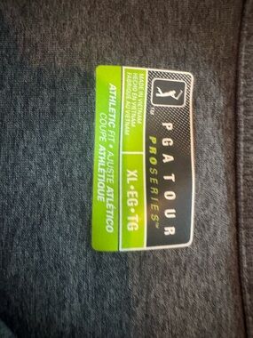 PGA Tour Heather Charcoal Gray Polo with Green Accent Label